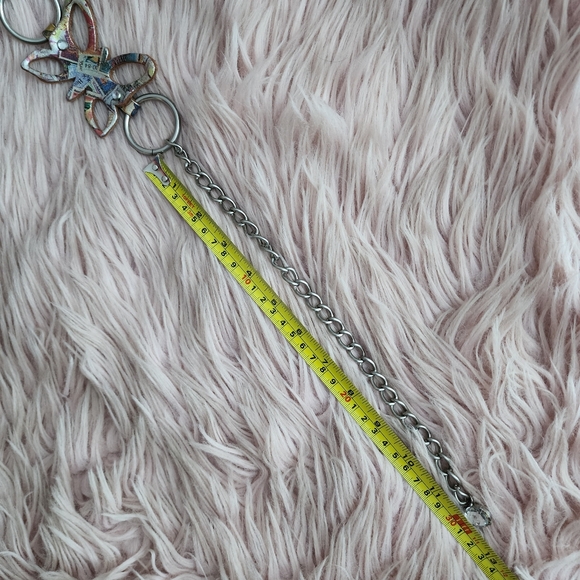 Butterfly Leather Belt Rhinestone Printed Metallic Chain Adjustable Y2K 90s - Picture 8 of 10